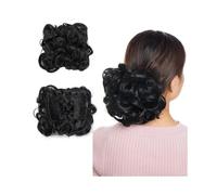 Moño Postizo Peines sintéticos Moño desordenado Postizo Ondulado Rizado Moño de pelo Plato Extensión Moño Rizado Grueso Coleteros con Clip Extensión de Cola de Caballo for Mujeres Hair Extensions(Dark