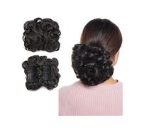 Moño Postizo Peines sintéticos Moño desordenado Postizo Ondulado Rizado Moño de pelo Plato Extensión Moño Rizado Grueso Coleteros con Clip Extensión de Cola de Caballo for Mujeres Hair Extensions(Dark