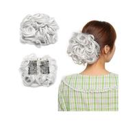 Moño Postizo Peines sintéticos Moño desordenado Postizo Ondulado Rizado Moño de pelo Plato Extensión Moño Rizado Grueso Coleteros con Clip Extensión de Cola de Caballo for Mujeres Hair Extensions(Silv