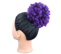 Moño Postizo Peluca sintética con cola de caballo rizada afro, moño, extensiones de cabello afro corto, moños con clip Hair Extensions(Purple)