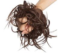 Moño Postizo Rizado Voluminoso Pelo Sintético Se Ve Natural Recogido Coletero Peinado Extensiones de Cabello Coleta Postiza Elegante para Mujer (Castaño Chocolate,45g)