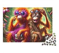 Mono Puzzle 1000 Piezas Colorful Monos Cartón Premium para Niños 12+ Reunión Amigos para Entrenar La Mente Oferta Mejor Regalo 52x38cm/1000pcs