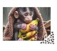 Mono Puzzle Adultos 1000 Piezas Mono & Bananas Cartón para Parejas Noche Familiar para Entrenar La Mente Oferta Mejor Regalo 52x38cm/1000pcs