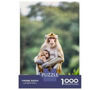 Mono Puzzle De 1000 Trozos Mother Mono with Baby on Bridge Papel Grueso Apasionados De Los Fácil Limpiar Ocio En Casa Horas De Entretenimiento Garantizadas 38x26cm/1000pcs