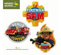 Mono-Quick 366 Fireman Sam - Juego de 3 parches para planchar o coser, poliéster, multicolor, MD, 3 unidades