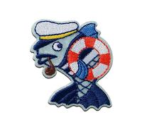 Mono-Quick Animal Marino Parches Termoadhesivos Peces 4,7 x 4,5 cm para Niños con Tela Tejido Algodón Original, Tiburón Delfín Ropa Pantalones Jeans Coser Reparación