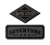 Mono Quick Aventura y Non Stop 2 piezas - Parches Termoadhesivos Bordados Aplique Para Ropa, Tamaño: 2,8 x 5,7 cm