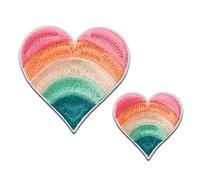 Mono Quick Corazones arco iris 2 piezas - Parches Termoadhesivos Bordados Aplique Para Ropa, Tamaño: 5,2 x 5,2 cm