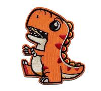 Mono-Quick Dino Naranja Parches Termoadhesivos Reptiles 7,2 x 6 cm para Niños con Tela Tejido Algodón Original, Dinosaurio Dragón Ropa Pantalones Jeans Coser Reparación