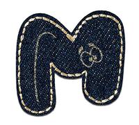Mono-Quick Letra M Azul Parches Termoadhesivos Letras 2,8 x 3,2 cm para Niños Adultos con Nombre Iniciales Monograma Personalizado, Deporte Equipo Fútbol Números Decoración Ropa