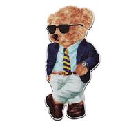 Mono-Quick Oso con traje animal - Parches Termoadhesivos Bordados Aplique Para Ropa, Tamaño: 8,6 x 4,6 cm