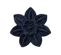 Mono-Quick Parche termoadhesivo para planchar, diseño de flores, color azul oscuro, 3,5 cm
