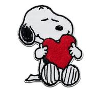 Mono Quick Peanuts Corazón Snoopy - Parches Termoadhesivos Bordados Aplique Para Ropa, Tamaño: 7,5 x 5,5 cm