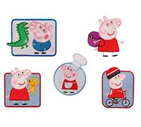 Mono-Quick Peppa Pig, 5er Set Aplicaciones Bordadas para Coser o Planchar, poliéster, Multicolor, MD