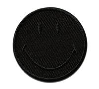 Mono Quick Smiley Negro - Parches Termoadhesivos Bordados Aplique Para Ropa, Tamaño: 5 x 5 cm
