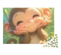 Mono Rompecabezas 1000 Piezas Smiley Mono Cartón para Niños 12+ Regalo Navidad para Entrenar La Mente Mejor Regalo 70x50cm/1000pcs