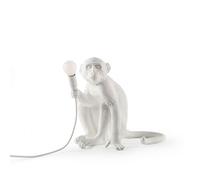 'SELETTI 14882 Monkey Lamp sentado Mono 34 x 30 cm altura 32 cm, resina, color blanco, 40,4 x 37 x 33,6 cm