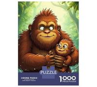 Mono Set De 1000 Piezas Papel Reciclado Orangutan Holding Baby in Lush Jungle Puzzle Familiar Fácil De Almacenar Rompecabezas Atractivo Entretenimiento Fin De Semana 70x50cm/1000pcs
