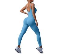 Mono sin costuras para yoga, acanalado, entallado, de una pieza, con tirantes delgados, leggings