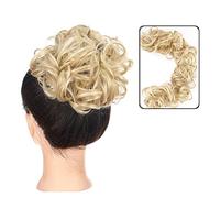 Moño sintético Desordenado Elástico Pieza de cabello Rizado Ondulado DIY Envoltura Mujeres Cola caballo Bollo Lazo for el Pieza de Pelo de Moño Desordenado