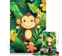 Mono Sonriente en la Jungla, Rompecabezas de 1000 Piezas para Adolescentes, Juguete para ejercitar la Mente, relajación Mental, diseño, Montaje, Lista de Deseos de Papá Noel 38x52cm