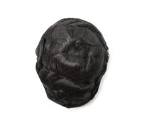 Mono superior transpirable con piel de PU alrededor de prótesis capilar masculina de cabello humano natural(1B#,6x8)