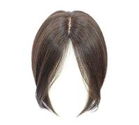 Mono Topper Cabello humano, 11 pulgadas de parte media corona Topper clip en la parte superior de las horquillas para mujeres con pelo adelgazamiento (marrón oscuro)