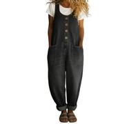 Mono Vaquero Desgastado Vintage de los años 90 para Mujer, sin Mangas, Ajuste Holgado, Dobladillo Enrollado, Pierna Recta, Mono Vaquero con Bolsillos Cómodos Casual Fiesta Playa Primavera 2026