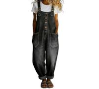 Mono Vaquero Desgastado Vintage de los años 90 para Mujer, sin Mangas, Ajuste Holgado, Dobladillo Enrollado, Pierna Recta, Mono Vaquero con Bolsillos Cómodos Casual Fiesta Playa Primavera 2026