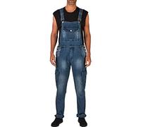 Mono vaquero para hombre, pantalones vaqueros cargo retro, pantalones de trabajo, color azul, peto para hombre, peto de vaquero, azul, L