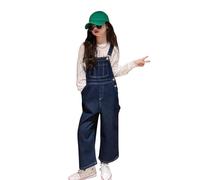 Mono vaquero para niñas, pantalones vaqueros de pierna ancha, mono holgado con tirantes ajustables y bolsillos, mono para niñas de 3 a 14 años Pantalones Niña 6 Años Pantalones Niña 2 Años Invierno