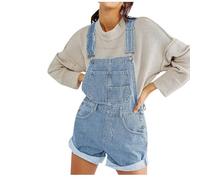 Mono Vaquero Peto Corto Mujer Jumpsuit Moda Casual Petos Deporte Fitness Pantalones Cortos Peto Jeans Rompers Fiesta Slim Fit Mezclilla Camiseta sin Manga Denim Cómodo Bolsillos Verano