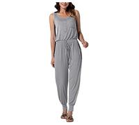 Mono Verano Mujer -Jumpsuit Summer Casual Women's Sexy sin mangas Button Slim Sports Jumpsuit Material ligero cómodo Hay un bolsillo el pecho recho, pues poner cosas Weekend GatheringGirl (Grey, XL)
