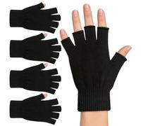 monochef 2 Pair Half Finger Gloves Winter Knit Touchscreen Warm Stretchy Mittens Fingerless Gloves in Common Size for Men and Women,black