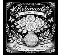 Monochrome Botanicals Coloring Book: Bold Black & White Flower Designs for Stress Relief, Mindfulness, Relaxation, and Creative Coloring Fun, and Easy Coloring