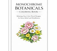 Monochrome Botanicals Coloring Book Relaxing One-Color Floral Designs for Stress Relief and Mindfulness