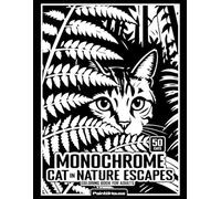 Monochrome Cat in Nature Escapes Coloring Book for Adults: 50 Reverse Black & White Cat Designs in Botanical Settings | Bold & Easy One-Pen Coloring ... (Monochrome Animals Coloring Book for Adults)