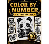Monochrome Color by Number: Pixel Art Flowers and Animals for Adults to Color for a Calm and Creative Moment