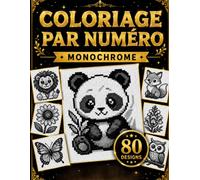 monochrome coloriage par numéro: Fleurs et animaux pixelisés pour adultes, à colorier simplement pour un moment calme et créatif