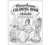Monochrome Coloring Book for Adults: Cozy & Relaxing Lifestyle Scenes for Stress Relief and Mindful Coloring