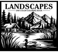 Monochrome Coloring Book for Adults: Landscape & Nature | A Minimalist Single-Color Activity for Stress Relief