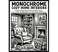 Monochrome Cozy Home Interiors coloring book: 50 Relaxing Hygge Designs Featuring Aesthetic Rooms, Comfy Furniture, and Peaceful Corners for Stress Relief and Mindfulness