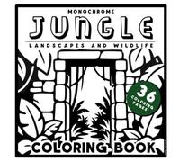 Monochrome Jungle Landscapes and Wildlife Coloring Book: Bold and Easy Nature Coloring Journey in Five Chapters, from the Dawn Canopy to the Enchanted Night. Gray Dots Show Where To Color.