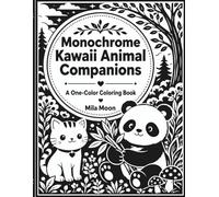 Monochrome Kawaii Animal Companions: Relaxing One Color Cozy Pet Friends and Cute Woodland Creatures Monochrome Coloring Book for Adults and Teens