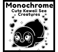 Monochrome Kawaii Sea Creatures Coloring Book: Cute Ocean Animals for All Ages | Bold Black and White Underwater Designs for Kids, Teens and Adults | Fun Stress-Relieving Marine Life Coloring Pages
