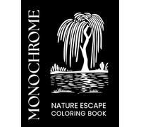 Monochrome Nature Escape: A One Color Monochrome Coloring Book for Adults: Relaxing Stress Relief Nature Designs of Trees, Cactus, and Flowers with Light Grey Guide Dots