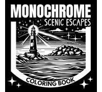 Monochrome Scenic Escapes Coloring Book: Reverse Black & White Designs for Adults and Teens, Relaxation & Stress Relief