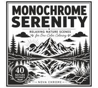 Monochrome Serenity: A One-Color Adult Coloring Book with Relaxing Nature Scenes for Stress Relief