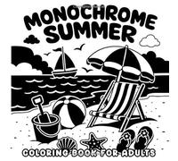 Monochrome Summer Coloring Book for Adults: 50 Stunning Illustrations to Reveal, Relax, and Reclaim Your Summer - Simple & Satisfying Designs for Slow, Still, Mindful Relaxation