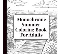 Monochrome Summer Coloring Book For Adults: Bold & Easy Black and White Beach, Ocean & Relaxing Summer Scenes